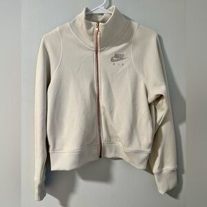 Nike Air White Metallic Rose Gold Zip-Up Sweatshirt